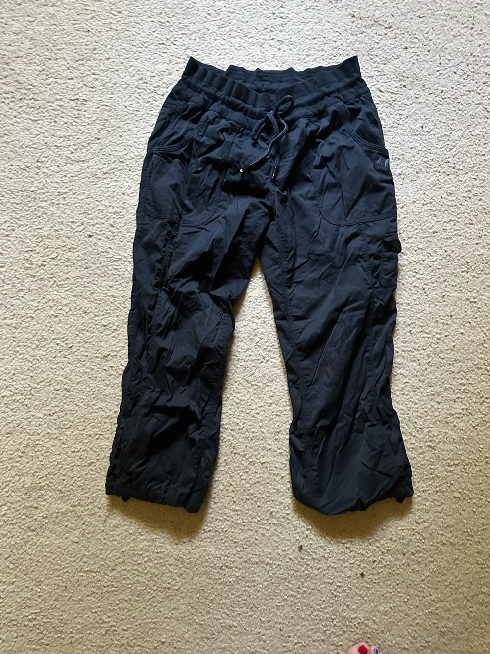 Black Drawstring Cargo Capris